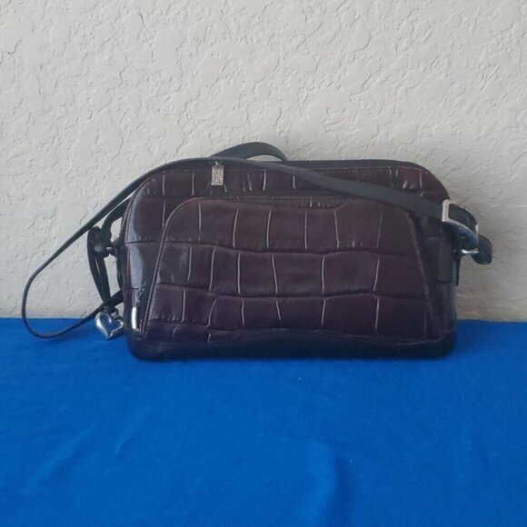 Brighton Handbags - VTG Brighton Burgundy leather crocodile embossed shoulder bag